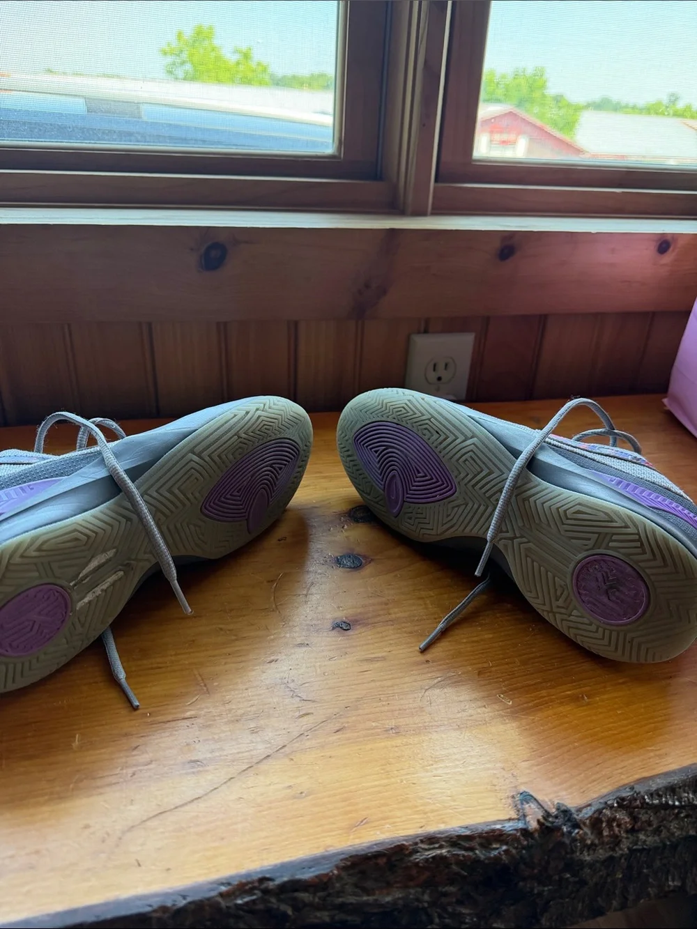 Nike Kids Grey and Pink Basketball Sneakers
